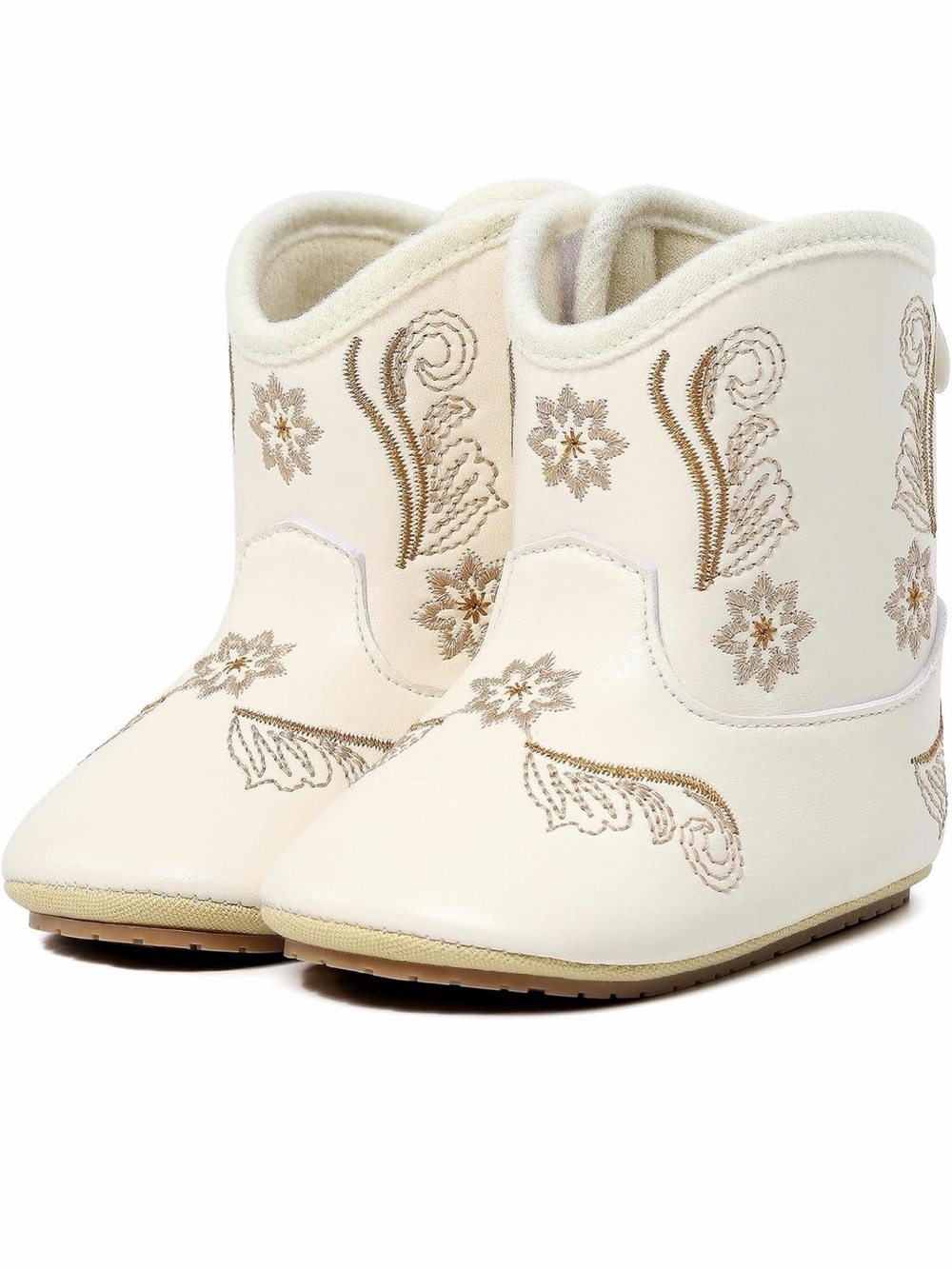 Cream Embroidered Baby Western Booties 6-12months